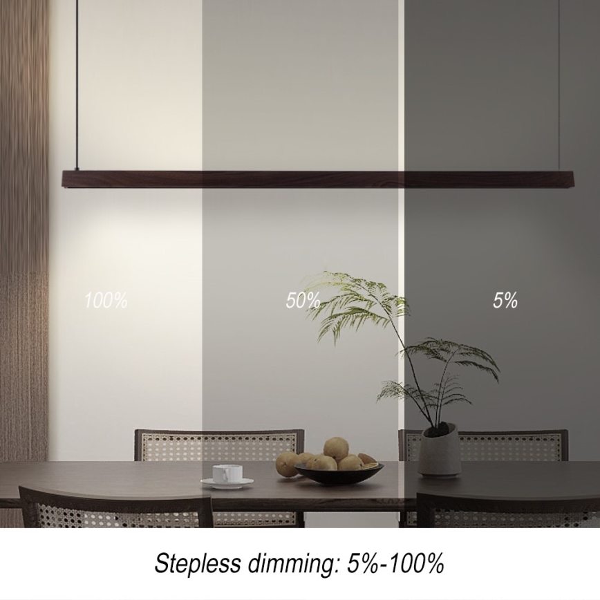Immax NEO 07302L - LED prigušiva luster na sajli MADEIRA LED/44W/230V Wi-Fi Tuya 202 cm orah + daljinski upravljač