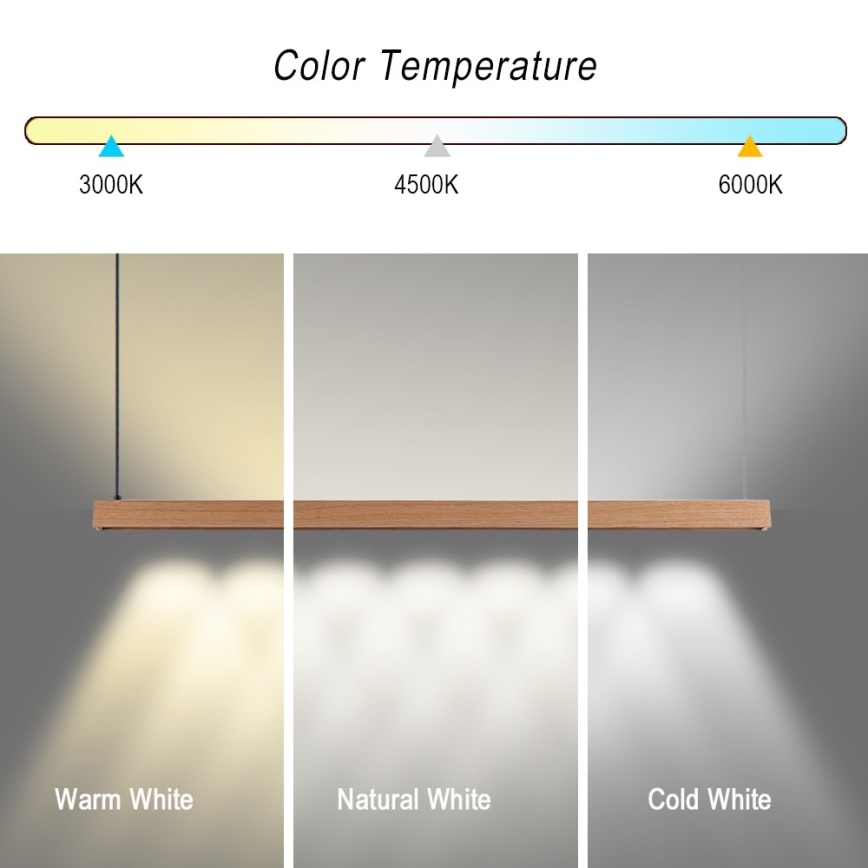 Immax NEO 07303L - LED prigušiva luster na sajli MADEIRA LED/26W/230V Wi-Fi Tuya 122 cm hrast + daljinsko upravljanje
