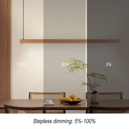 Immax NEO 07303L - LED prigušiva luster na sajli MADEIRA LED/26W/230V Wi-Fi Tuya 122 cm hrast + daljinsko upravljanje
