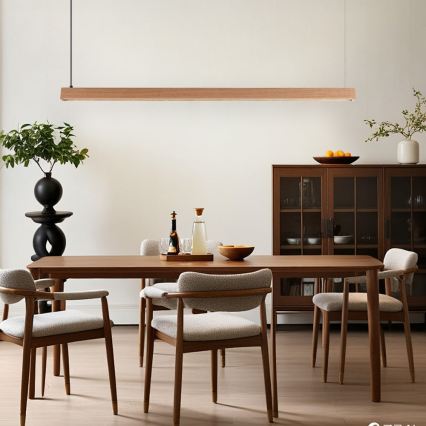 Immax NEO 07303L - LED prigušiva luster na sajli MADEIRA LED/26W/230V Wi-Fi Tuya 122 cm hrast + daljinsko upravljanje