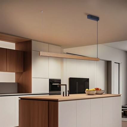 Immax NEO 07303L - LED prigušiva luster na sajli MADEIRA LED/26W/230V Wi-Fi Tuya 122 cm hrast + daljinsko upravljanje