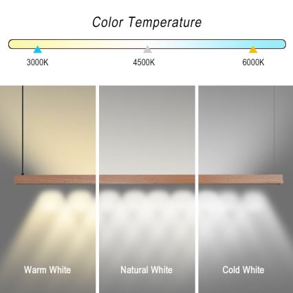 Immax NEO 07304L - LED prigušiva luster na sajli MADEIRA LED/33W/230V Wi-Fi Tuya 152 cm hrast + daljinski upravljač