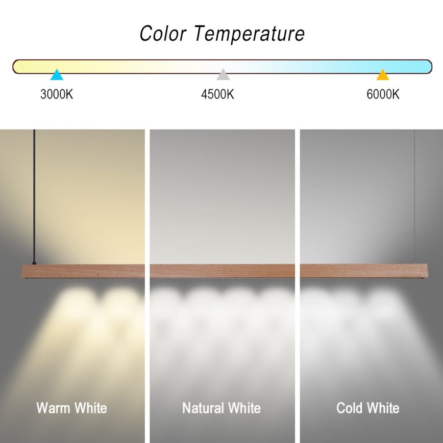 Immax NEO 07304L - LED prigušiva luster na sajli MADEIRA LED/33W/230V Wi-Fi Tuya 152 cm hrast + daljinski upravljač