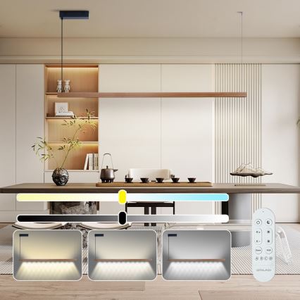 Immax NEO 07305L - LED prigušiva luster na sajli MADEIRA LED/44W/230V Wi-Fi Tuya 202 cm hrast + daljinski upravljač