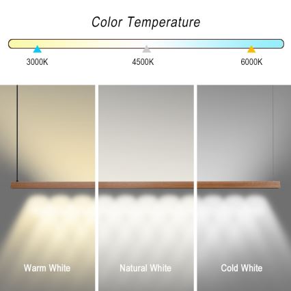 Immax NEO 07305L - LED prigušiva luster na sajli MADEIRA LED/44W/230V Wi-Fi Tuya 202 cm hrast + daljinski upravljač