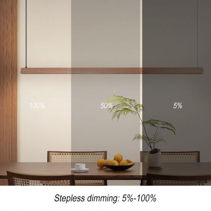 Immax NEO 07305L - LED prigušiva luster na sajli MADEIRA LED/44W/230V Wi-Fi Tuya 202 cm hrast + daljinski upravljač