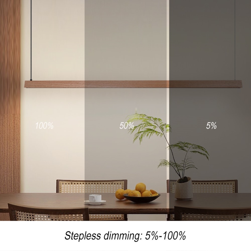 Immax NEO 07305L - LED prigušiva luster na sajli MADEIRA LED/44W/230V Wi-Fi Tuya 202 cm hrast + daljinski upravljač
