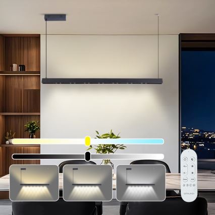 Immax NEO 07306L - LED prigušiva luster na sajli MADEIRA LED/26W/230V Wi-Fi Tuya 122 cm crna + daljinski upravljač