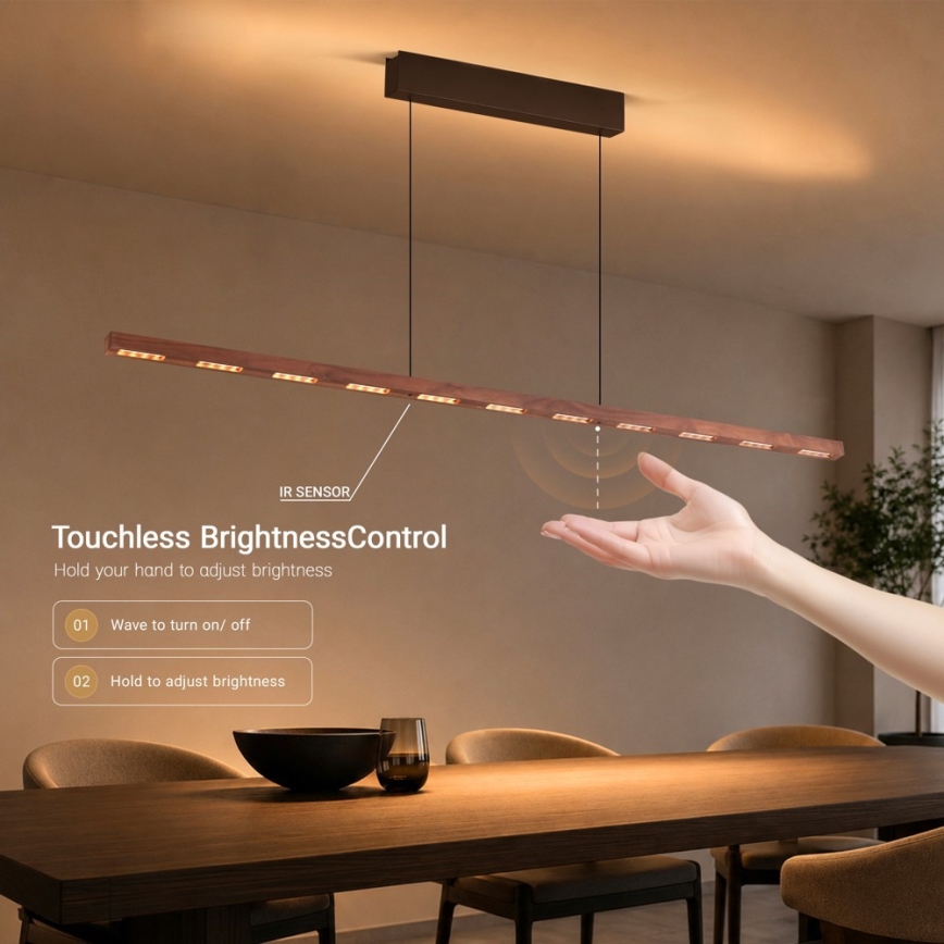 Immax NEO 07309L - LED prigušiva luster na sajli sa senzorom MADEIRA LED/37W/230V 157 cm orah
