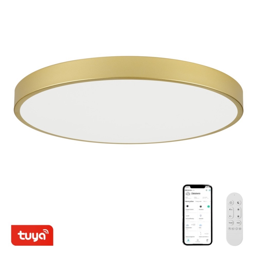 Immax NEO 07312L - LED prigušiva plafonska svetiljka SEMPLICI LED/128W/230V prečnik 100 cm Wi-Fi Tuya zlatna + daljinski upravljač