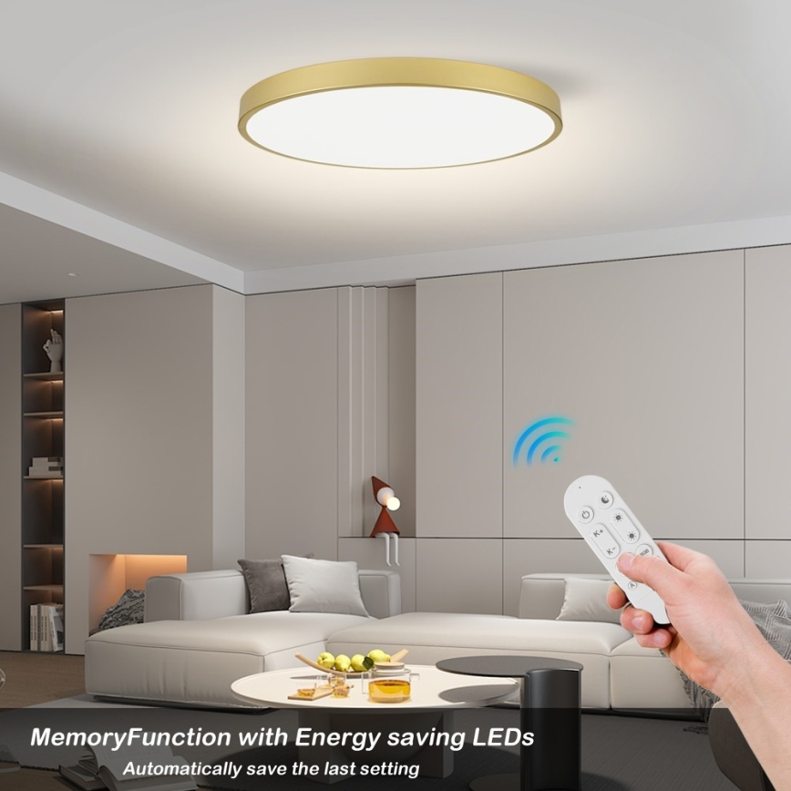 Immax NEO 07312L - LED prigušiva plafonska svetiljka SEMPLICI LED/128W/230V prečnik 100 cm Wi-Fi Tuya zlatna + daljinski upravljač
