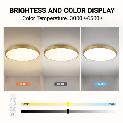 Immax NEO 07312L - LED prigušiva plafonska svetiljka SEMPLICI LED/128W/230V prečnik 100 cm Wi-Fi Tuya zlatna + daljinski upravljač