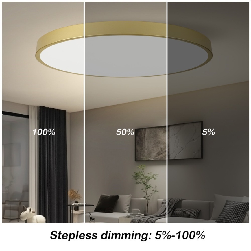 Immax NEO 07312L - LED prigušiva plafonska svetiljka SEMPLICI LED/128W/230V prečnik 100 cm Wi-Fi Tuya zlatna + daljinski upravljač