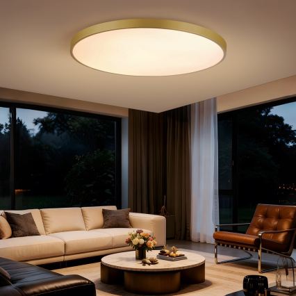 Immax NEO 07312L - LED prigušiva plafonska svetiljka SEMPLICI LED/128W/230V prečnik 100 cm Wi-Fi Tuya zlatna + daljinski upravljač