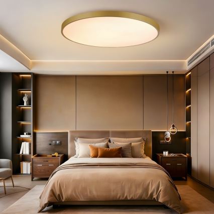 Immax NEO 07312L - LED prigušiva plafonska svetiljka SEMPLICI LED/128W/230V prečnik 100 cm Wi-Fi Tuya zlatna + daljinski upravljač