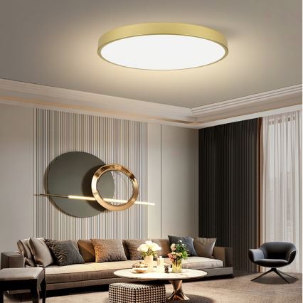 Immax NEO 07312L - LED prigušiva plafonska svetiljka SEMPLICI LED/128W/230V prečnik 100 cm Wi-Fi Tuya zlatna + daljinski upravljač