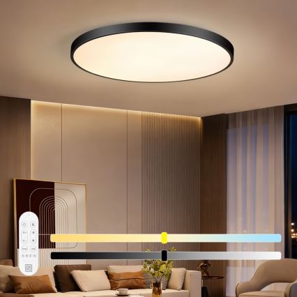 Immax NEO 07314L - LED prigušiva plafonska lampa SEMPLICI LED/128W/230V prečnik 100 cm Wi-Fi Tuya crna + daljinski upravljač