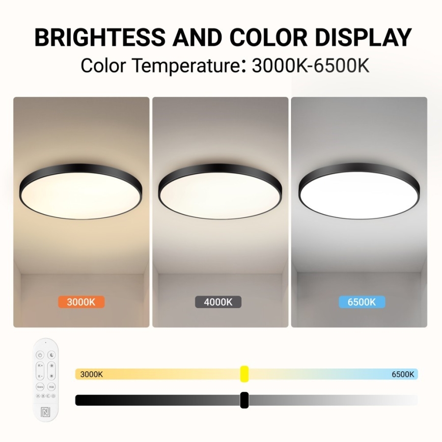 Immax NEO 07314L - LED prigušiva plafonska lampa SEMPLICI LED/128W/230V prečnik 100 cm Wi-Fi Tuya crna + daljinski upravljač