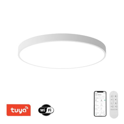 Immax NEO 07315L - LED prigušiva stropna svetiljka SEMPLICI LED/96W/230V pr. 80 cm Wi-Fi Tuya bela + daljinski upravljač