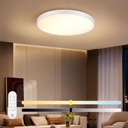 Immax NEO 07315L - LED prigušiva stropna svetiljka SEMPLICI LED/96W/230V pr. 80 cm Wi-Fi Tuya bela + daljinski upravljač