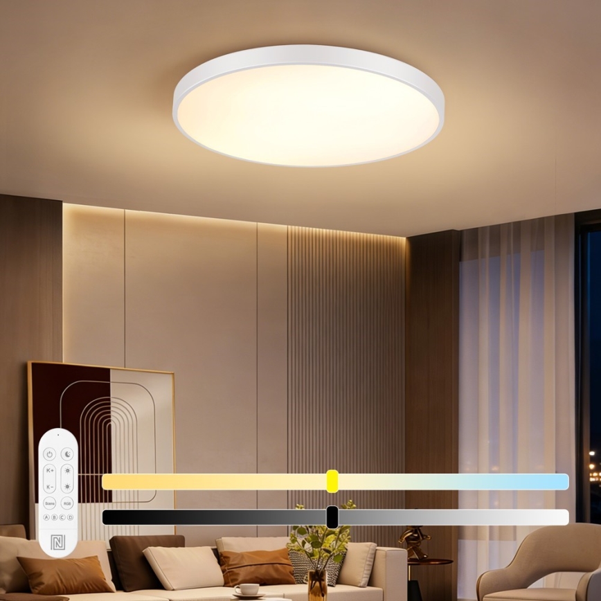 Immax NEO 07315L - LED prigušiva stropna svetiljka SEMPLICI LED/96W/230V pr. 80 cm Wi-Fi Tuya bela + daljinski upravljač