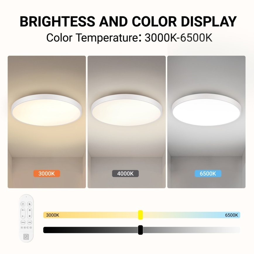 Immax NEO 07315L - LED prigušiva stropna svetiljka SEMPLICI LED/96W/230V pr. 80 cm Wi-Fi Tuya bela + daljinski upravljač
