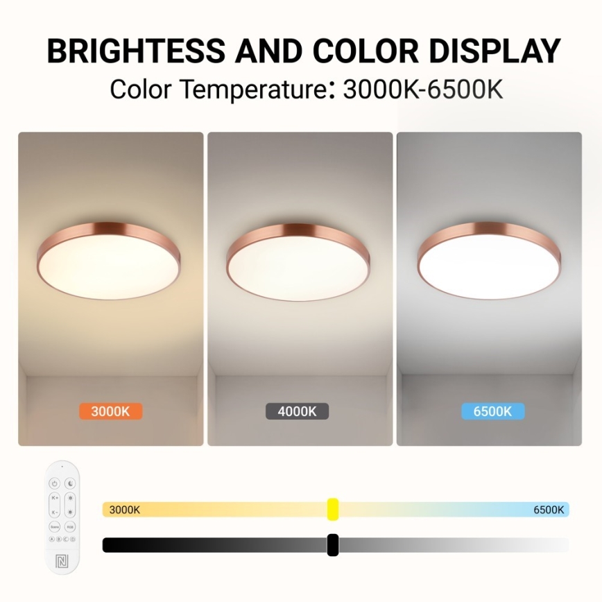 Immax NEO 07322L - LED prigušiva plafonska svetiljka NEO LITE SEMPLICI LED/60W/230V prečnika 60 cm Tuya ružičasto zlato + daljinski upravljač