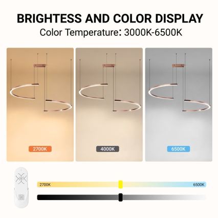 Immax NEO 07328L - LED luster sa prigušivačem na sajli FINO LED/72W/230V 120 cm ružičasto zlato Tuya + daljinski upravljač