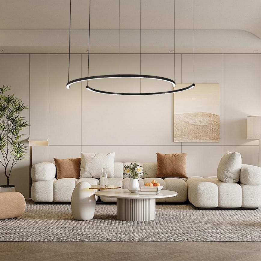 Immax NEO 07329L - LED prigušiva lustr na sajli FINO LED/72W/230V 120 cm Tuya crna + daljinski upravljač