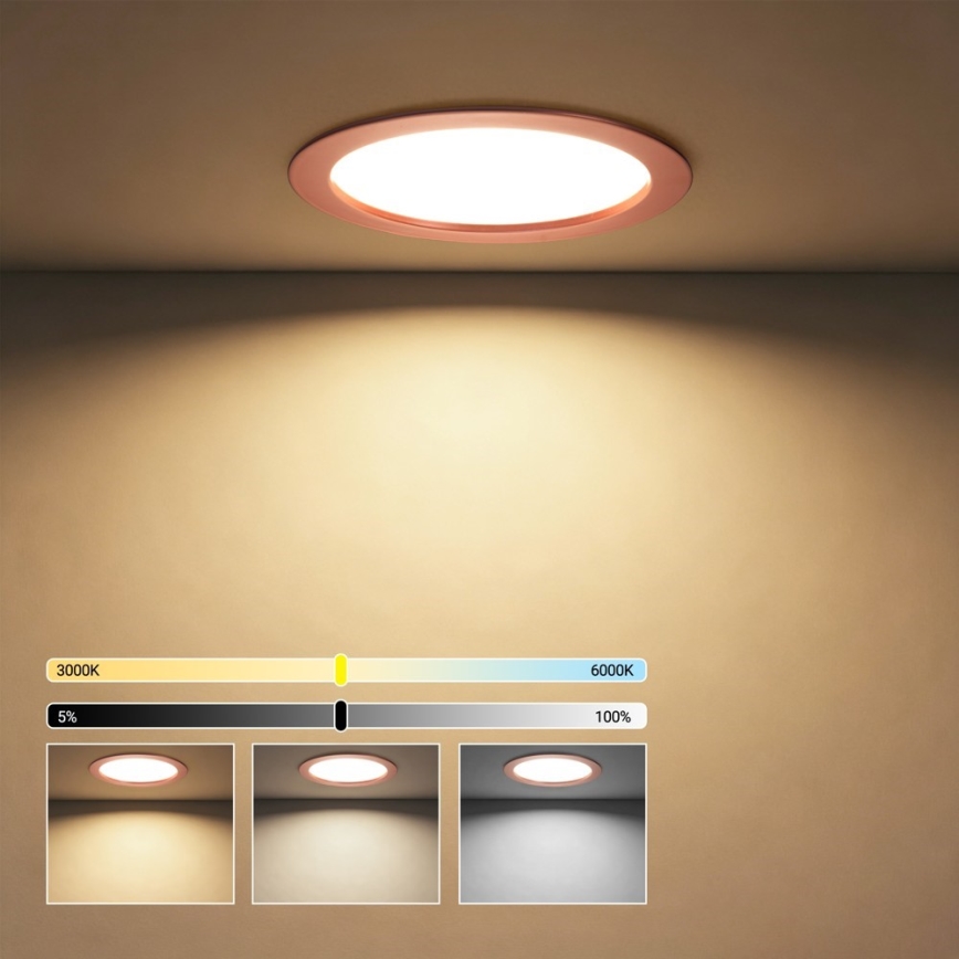 Immax NEO 07331L - LED prigušiva ugradno stropno svetlo DOWN LED/36W/230V Wi-Fi Tuya prečnik 23 cm u boji roze zlata
