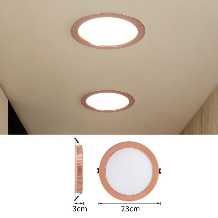 Immax NEO 07331L - LED prigušiva ugradno stropno svetlo DOWN LED/36W/230V Wi-Fi Tuya prečnik 23 cm u boji roze zlata