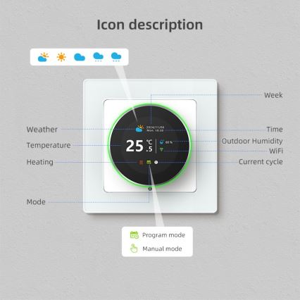Immax NEO 07535L - SMART termostat za električno podno grejanje 230V/16A Wi-Fi Tuya