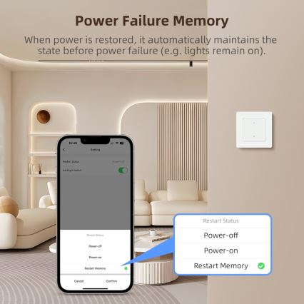 Immax NEO 07539L - Smart prekidač sa 2 tastera, 230 V, Wi-Fi (Tuya)