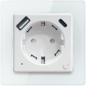 Immax NEO 07552L - Pametna utičnica tip F 16A/230V + 1x USB-A + 1x USB-C PD 20W