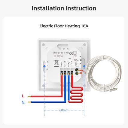 Immax NEO 07555L - Termostat za električno podno grejanje SMART 230V/16A