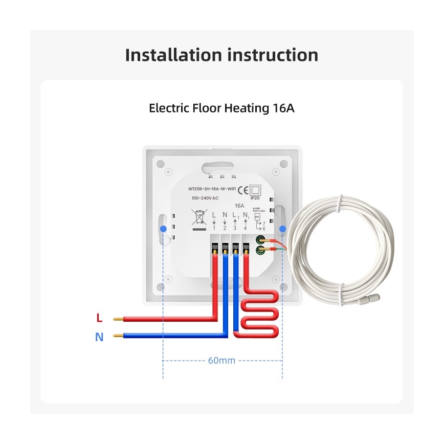 Immax NEO 07555L - Termostat za električno podno grejanje SMART 230V/16A