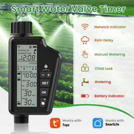 Immax NEO 07556L - Ventil za navodnjavanje 4xAA IP65 Wi-Fi Tuya