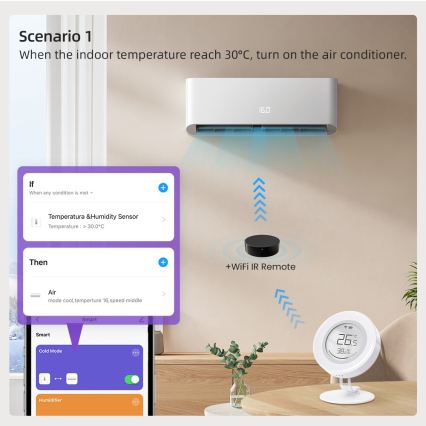 Immax NEO 07557L - Pametni senzor temperature i vlažnosti 1xCR2430 Tuya