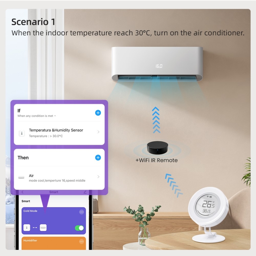 Immax NEO 07557L - Pametni senzor temperature i vlažnosti 1xCR2430 Tuya