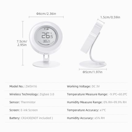 Immax NEO 07557L - Pametni senzor temperature i vlažnosti 1xCR2430 Tuya