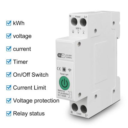 Immax NEO 07574L - Pametni jednofazni automatski osigurač 1-63A Wi-Fi Tuya