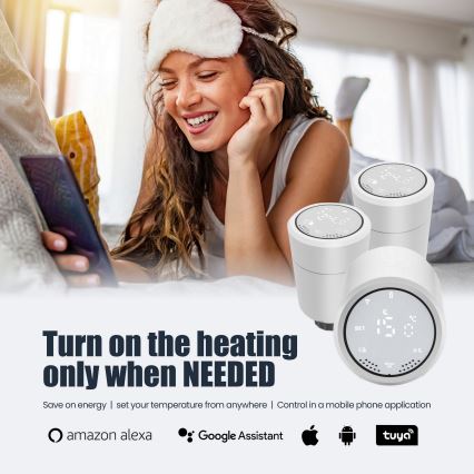 Immax NEO 07732A - komplet od 3 termostatskih glavica, 2xAA/3V, Tuya