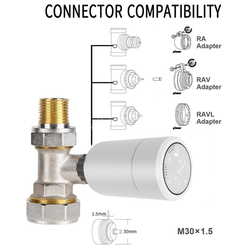 Immax NEO 07732A - komplet od 3 termostatskih glavica, 2xAA/3V, Tuya