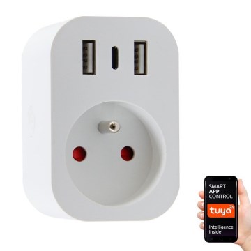 Immax NEO 07772L - Pametna razvodna utičnica 16A/230V + 2xUSB+1xUSB-C Wi-Fi Tuya