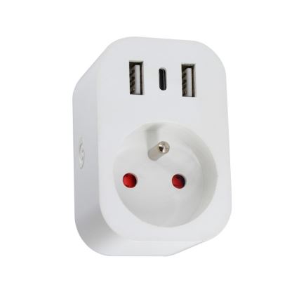 Immax NEO 07772L - Pametna razvodna utičnica 16A/230V + 2xUSB+1xUSB-C Wi-Fi Tuya