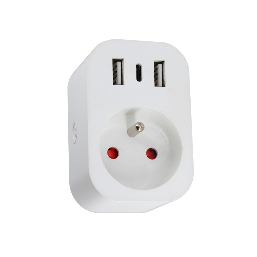 Immax NEO 07772L - Pametna razvodna utičnica 16A/230V + 2xUSB+1xUSB-C Wi-Fi Tuya