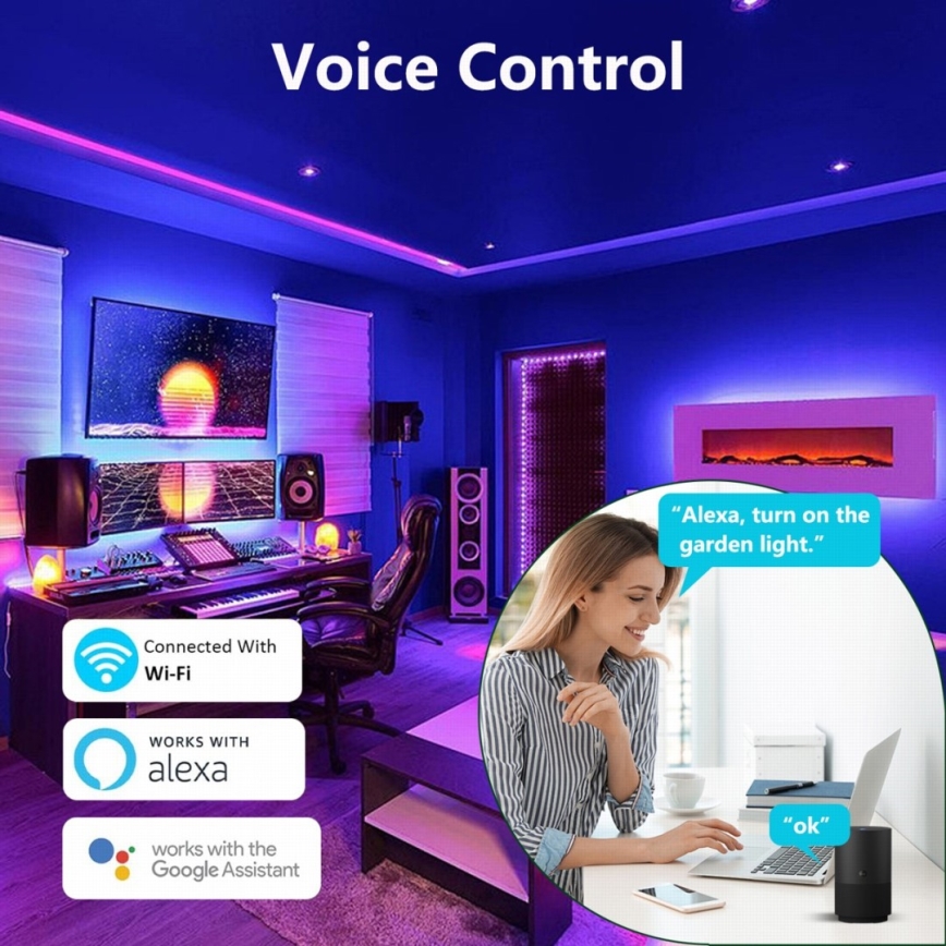 Immax NEO 07776L - LED RGB prigušiva podna lampa AMBIENTE LED/12W/230V Wi-Fi Tuya + daljinsko upravljanje