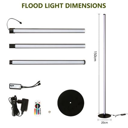 Immax NEO 07776L - LED RGB prigušiva podna lampa AMBIENTE LED/12W/230V Wi-Fi Tuya + daljinsko upravljanje