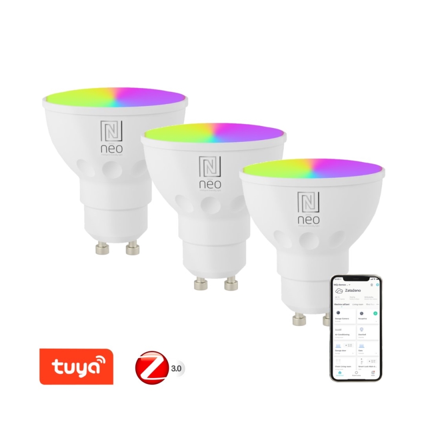 Immax NEO 07777C - Komplet 3x LED RGB+CCT prigušiva sijalica GU10/4,8W/230V Tuya