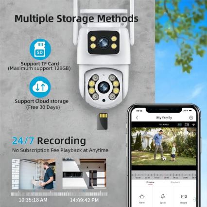 Immax NEO 07783L - Pametna spoljašnja kamera sa senzorom DOUBLE 355° P/T 2x2MP IP65 Wi-Fi Tuya